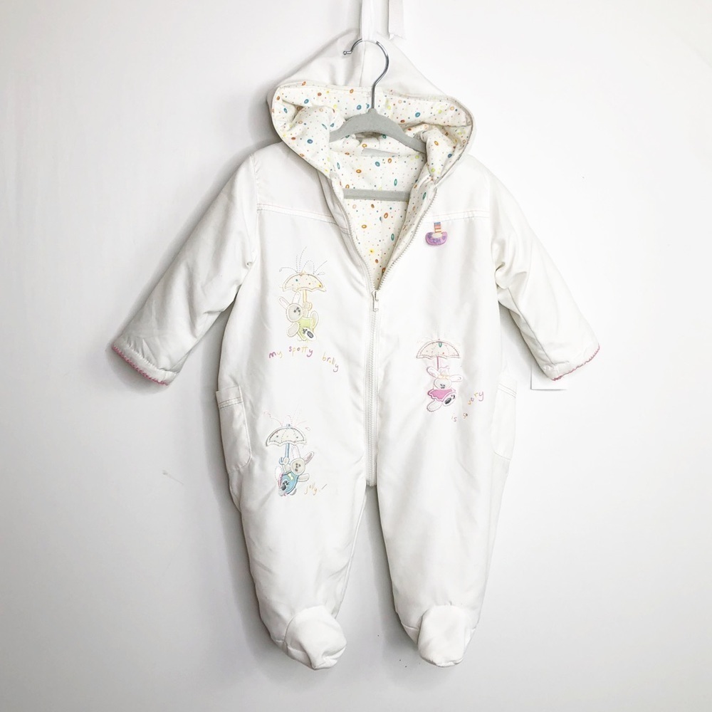 M.MAM.E off-white embroidered baby snowsuit